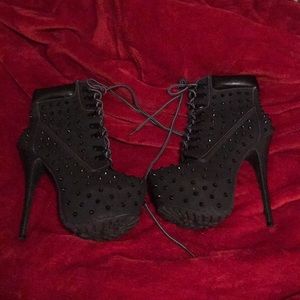 Spiked booties black stiletto heels